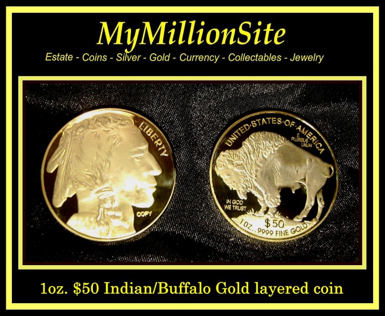 1 Troy oz. 50 Indian / Buffalo Tribute Gold Clad Coin